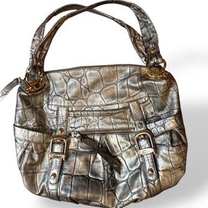 B Makowsky gold and bronze handbag slouch Y2K hobo purse animal print interior